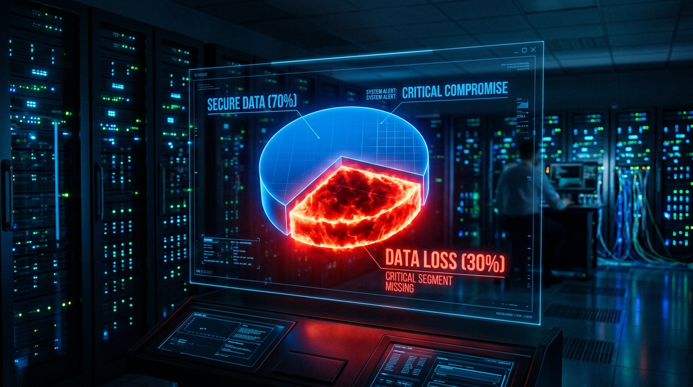 Pie chart showing 30% data loss in server room